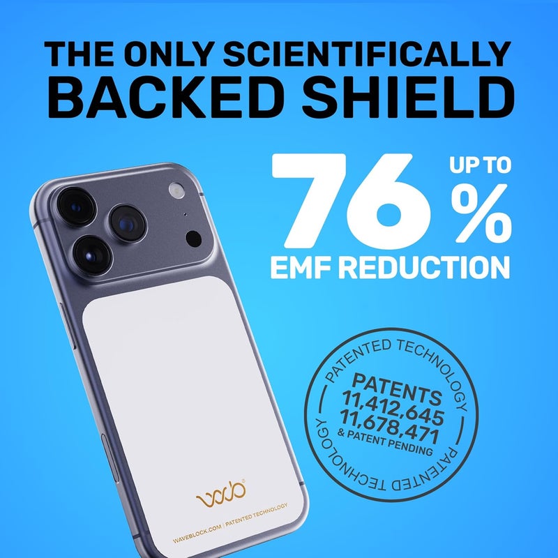 WAVEBLOCK EMF Blocker for Cell Phone - Made for iPhone 17 Pro - The Only Patented, Real Scientifically Backed, Lab-Tested 5G-Shield Sticker to Protect You & Your Loved Ones - USA Made White - Image 2